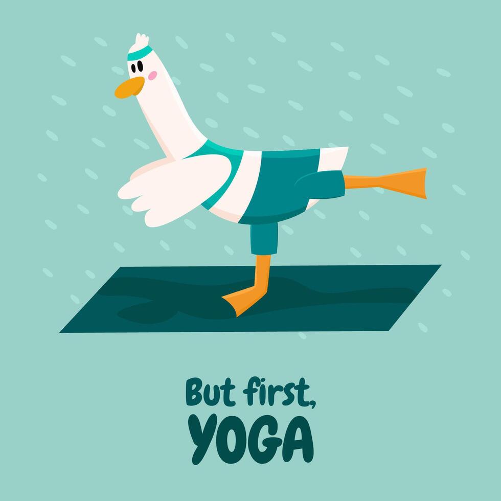 söt gås i yoga utgör. gås träna kondition, aerob och övningar. men först, yoga. vektor