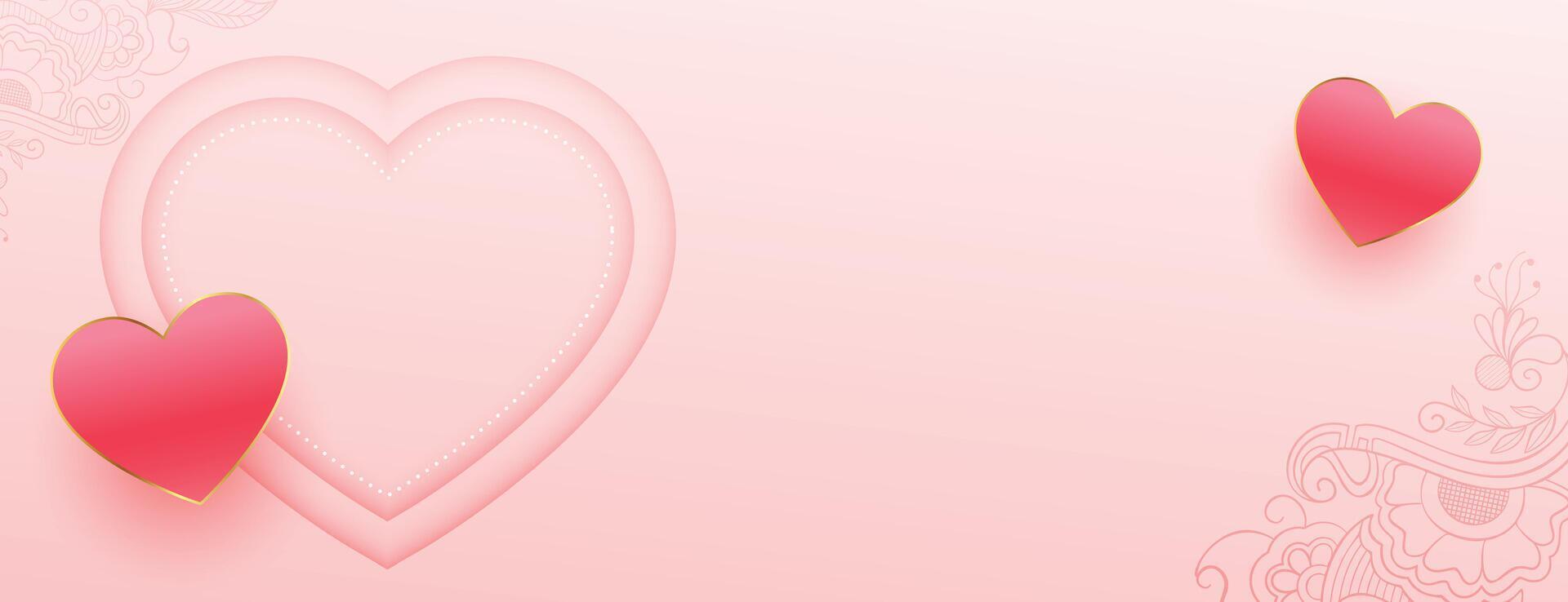 Rosa Banner zum Valentinsgrüße Tag mit Herzen vektor