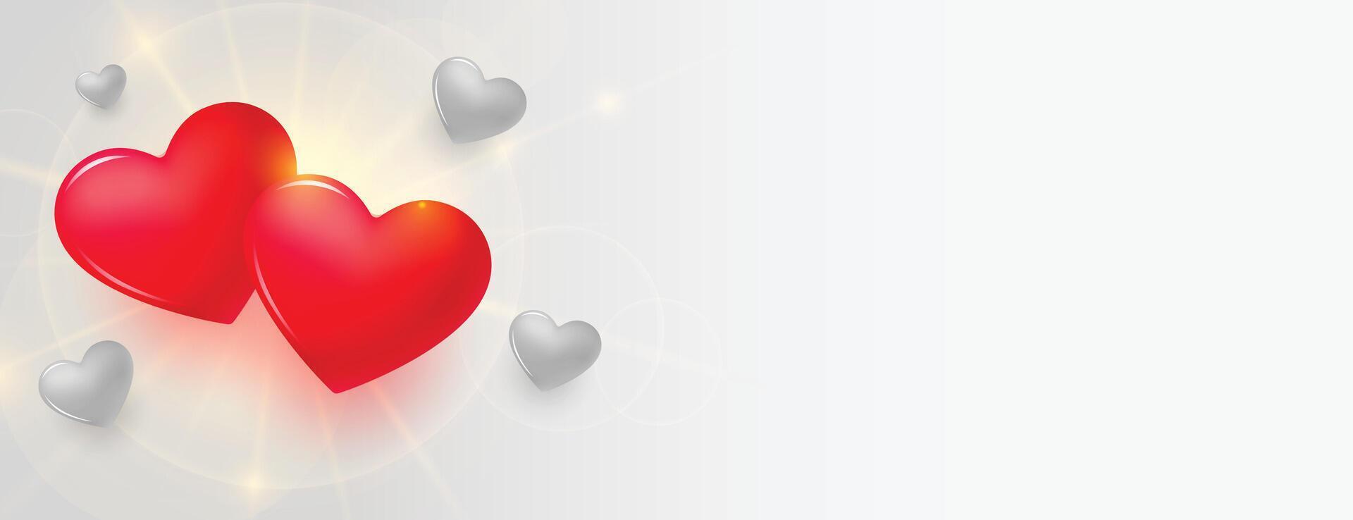 zwei rot Herzen Valentinsgrüße Tag Banner Design vektor