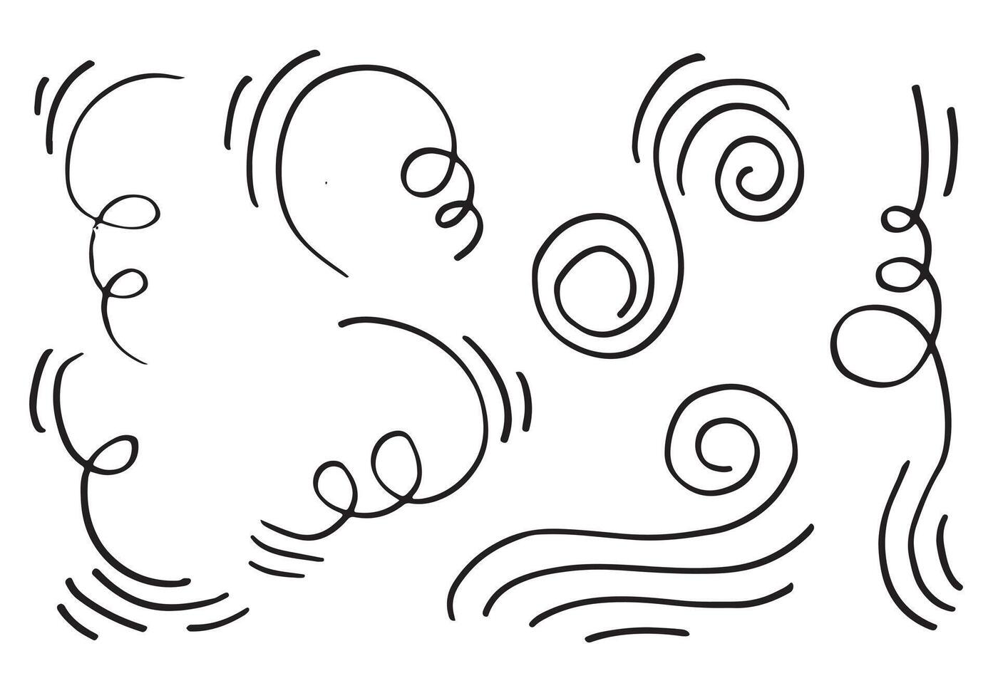 Gekritzel Wind Illustration Vektor Hand gezeichnet Stil isoliert auf Weiß Hintergrund.