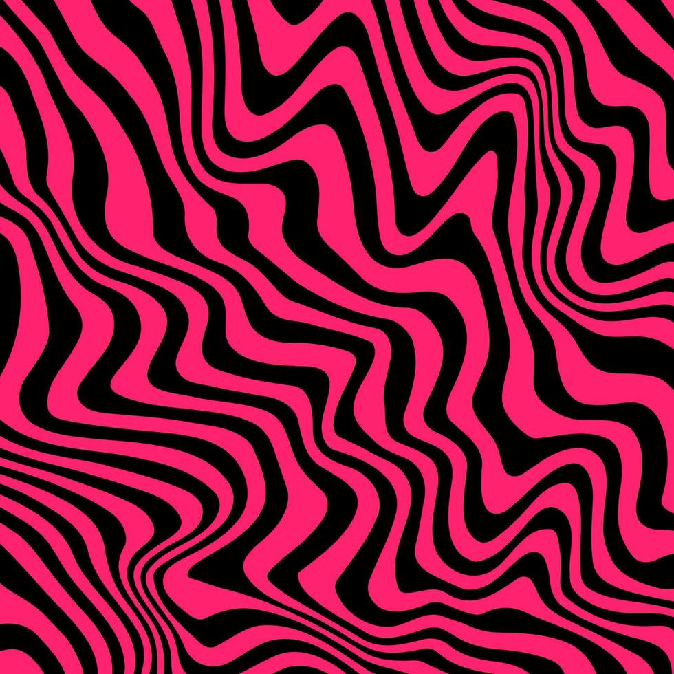 Rosa schwarz Zebra Streifen wellig Linien drucken Muster Hintergrund Vektor Illustration