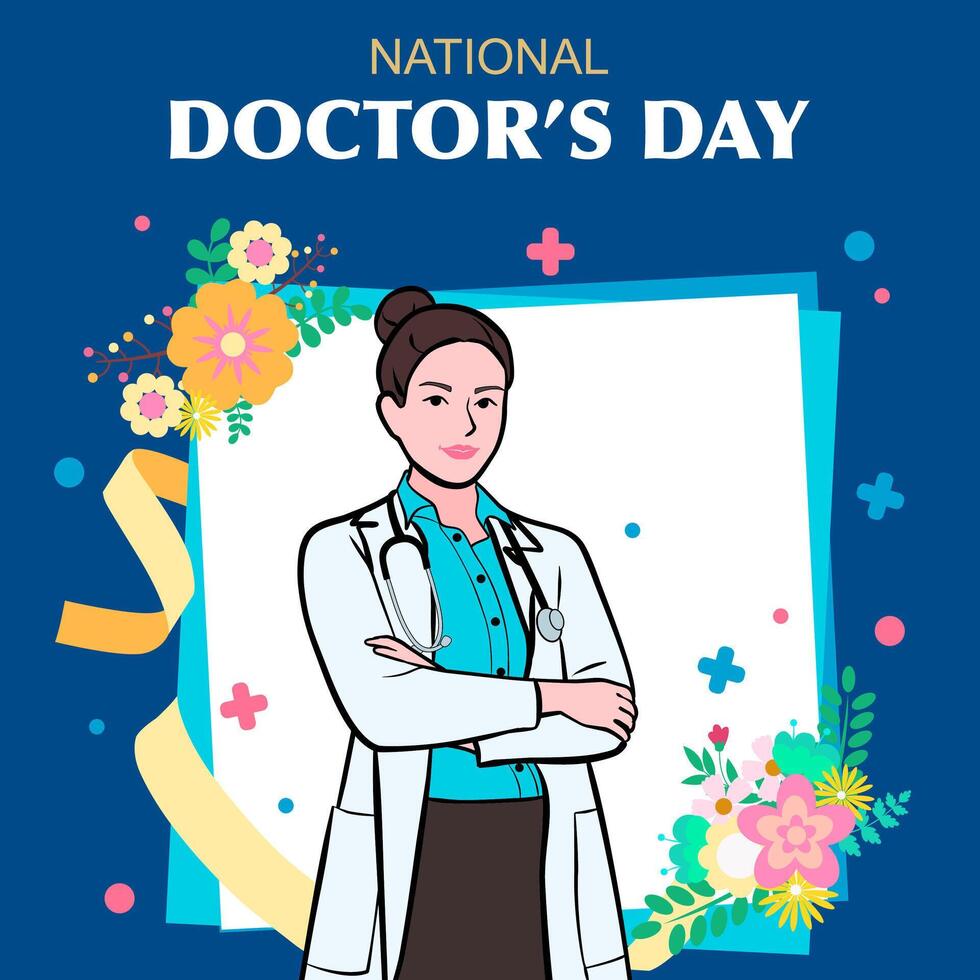 Vektor Banner von National Ärzte Tag. International Urlaub, Glückwunsch.