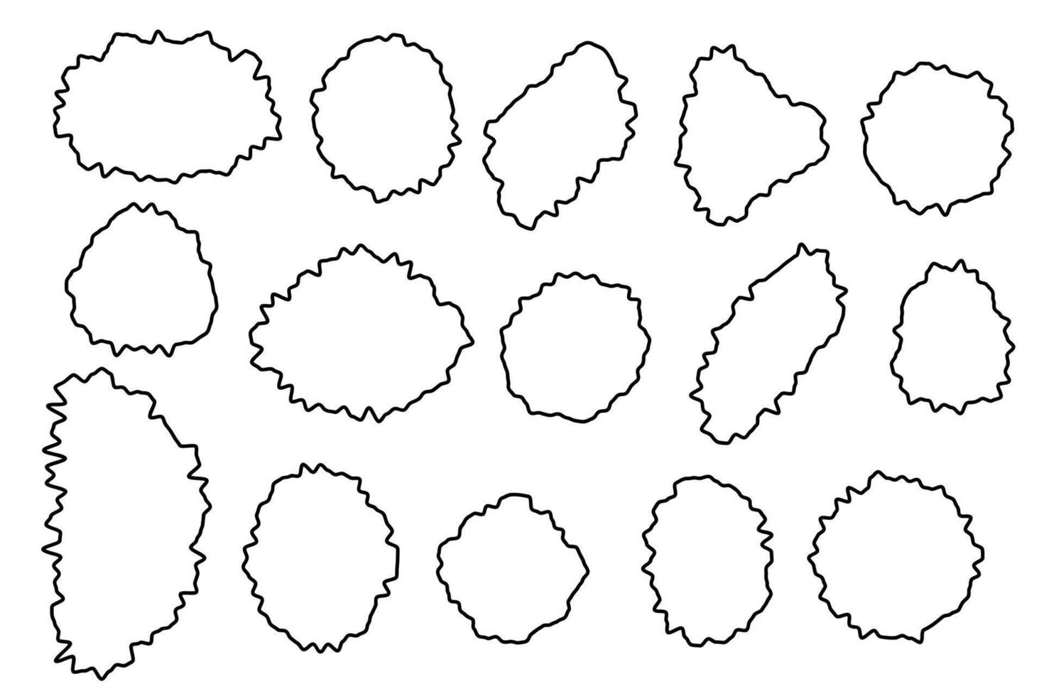 geometrisch Formen runden Oval linear Schlaganfälle, irregulär, rauh, schwarz linear, zum Design von Postkarten, Poster, Banner. vektor