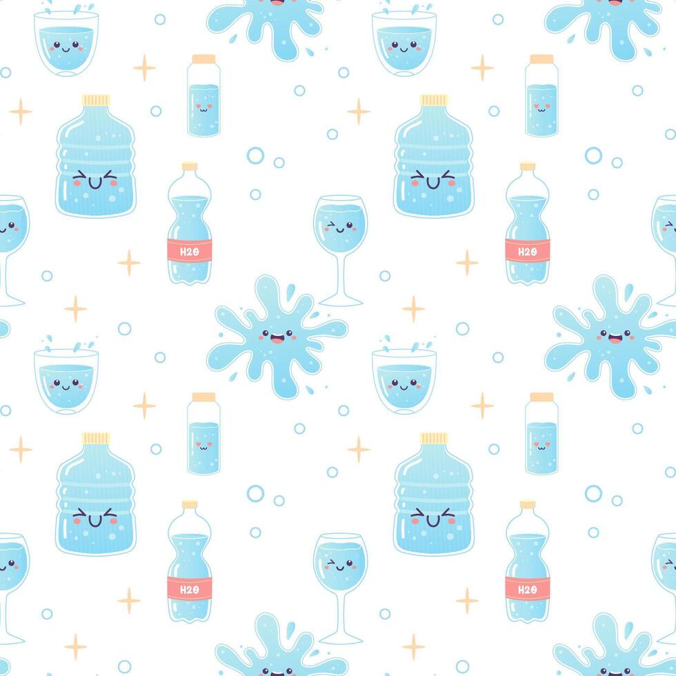 Wasser nahtlos Muster, Limonade, trinken, Flasche, dürfen, Wasser Vektor Illustration