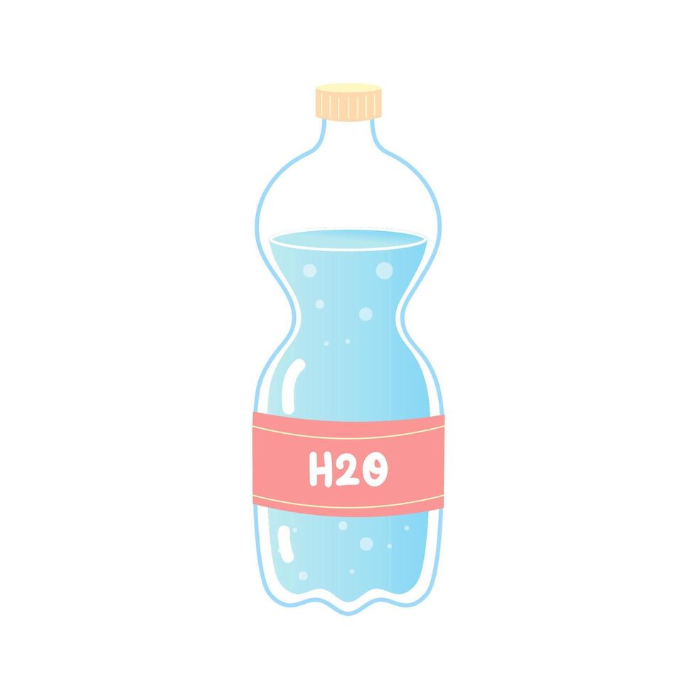 vatten flaska, h2o, för dricka soda vektor illustration