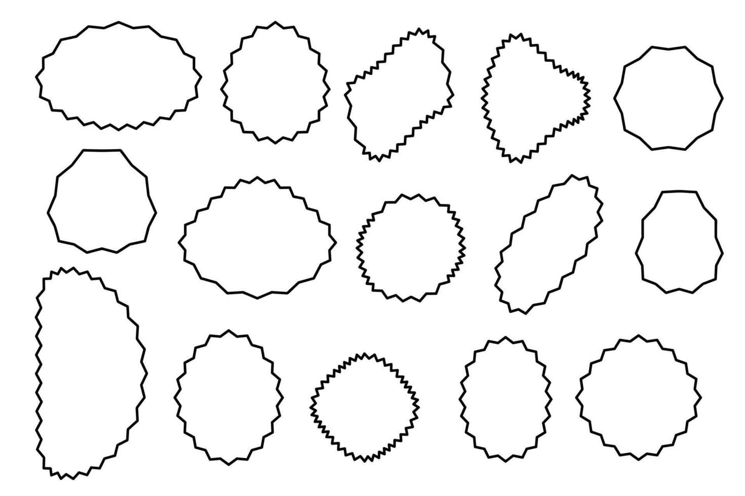 geometrisk former runda oval linjär slag, oregelbunden, grov, svart linjär, för design av vykort, affischer, banderoller. vektor