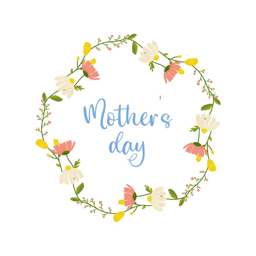 Mütter Tag, Text mit Blumen- Rahmen auf Weiß Hintergrund, zum Karte Design, Herzliche Glückwünsche vektor