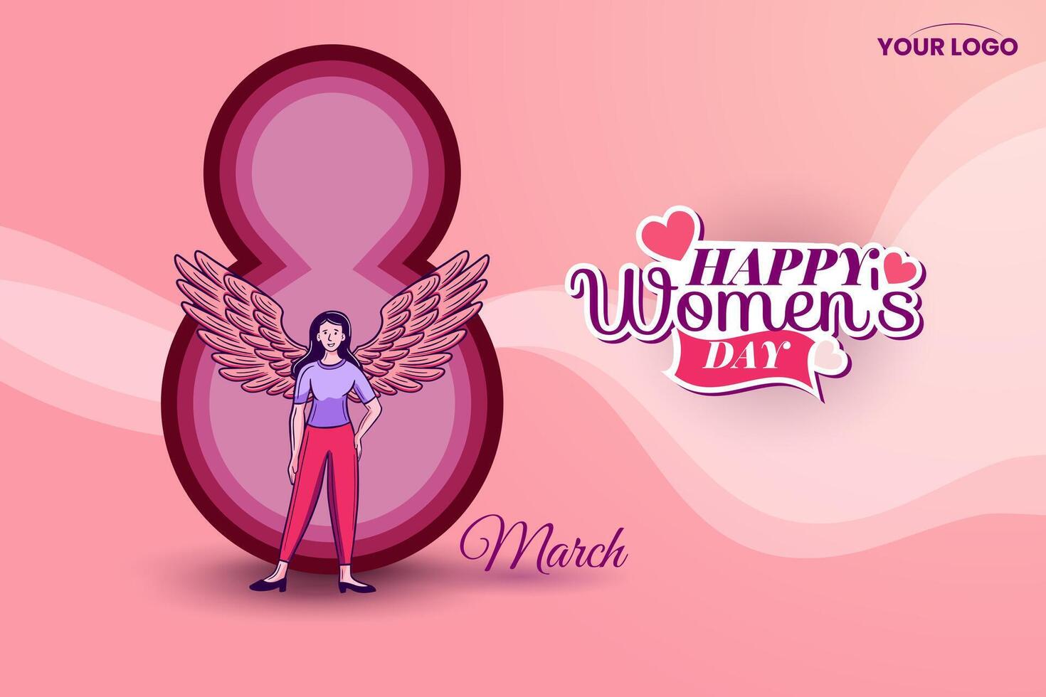 International Damen Tag 8 .. März Feier Hintergrund Vorlage mit Flügel vektor