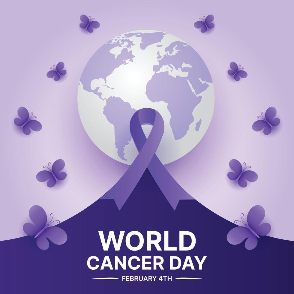 värld cancer dag affisch, cancer medvetenhet baner vektor