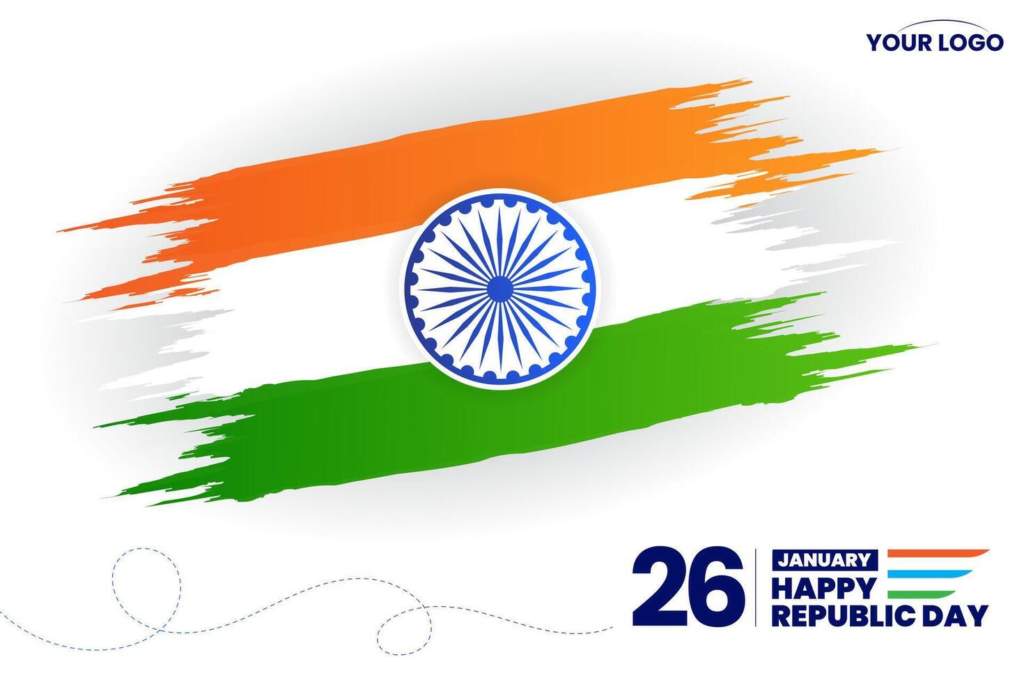 26 Januar Republik Tag von Indien Feier mit indisch Flagge vektor