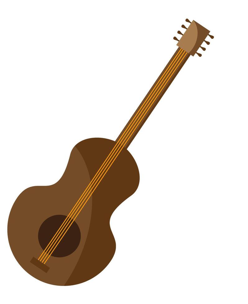 brun akustisk gitarr isolerat vektor