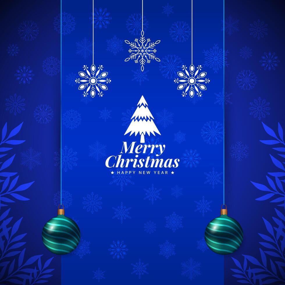 blå glad jul hälsning snöflinga bakgrund vektor