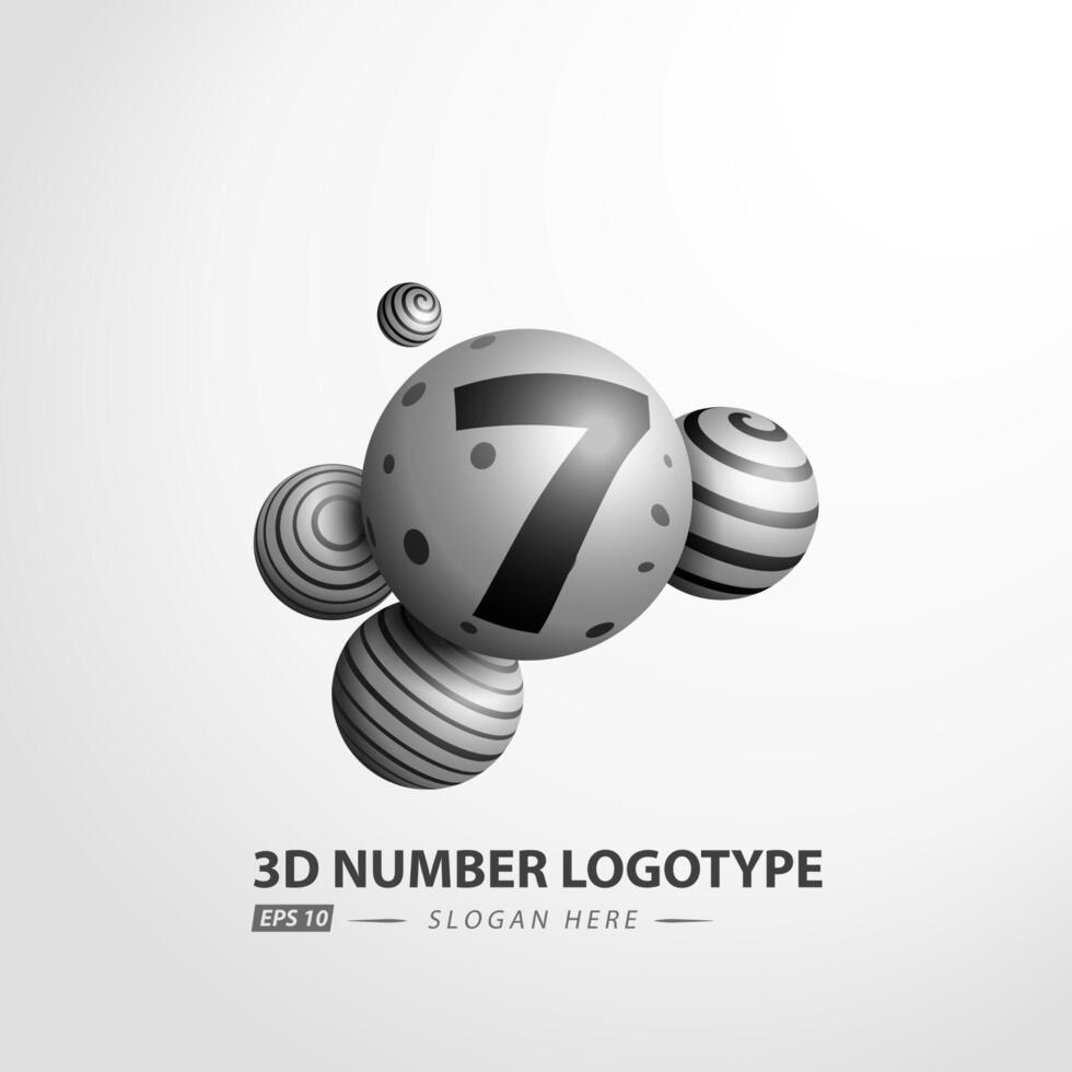 Nummer dekorativ Ball Logo 3d, Vektor Illustration