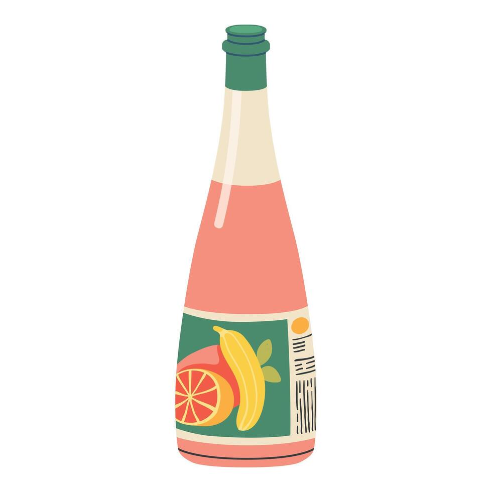 Obst Saft Glas Flasche Konzept. Vektor handgemalt Karikatur Obst trinken Flasche Illustration auf ein Weiß Hintergrund. organisch fruchtig Wasser Limonade Getränk. Glas Flasche von Sommer- Erfrischung.