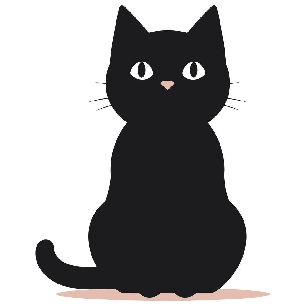 söt tecknad serie svart katt vektor illustration.