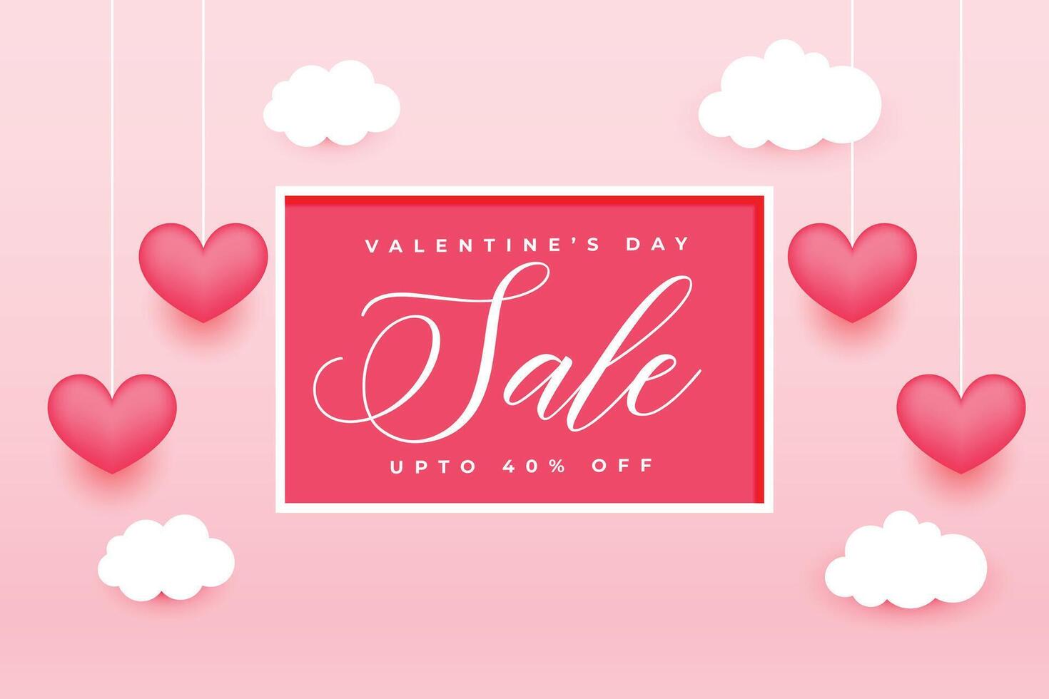 Valentinsgrüße Tag Verkauf Banner mit Herzen und Wolken vektor