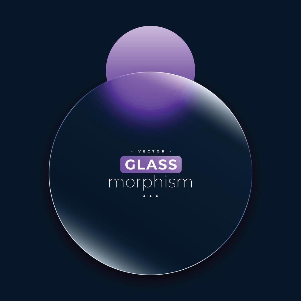 glänzend Glas Morphismus mit Betrachtung bewirken zum modern die Info Karte vektor