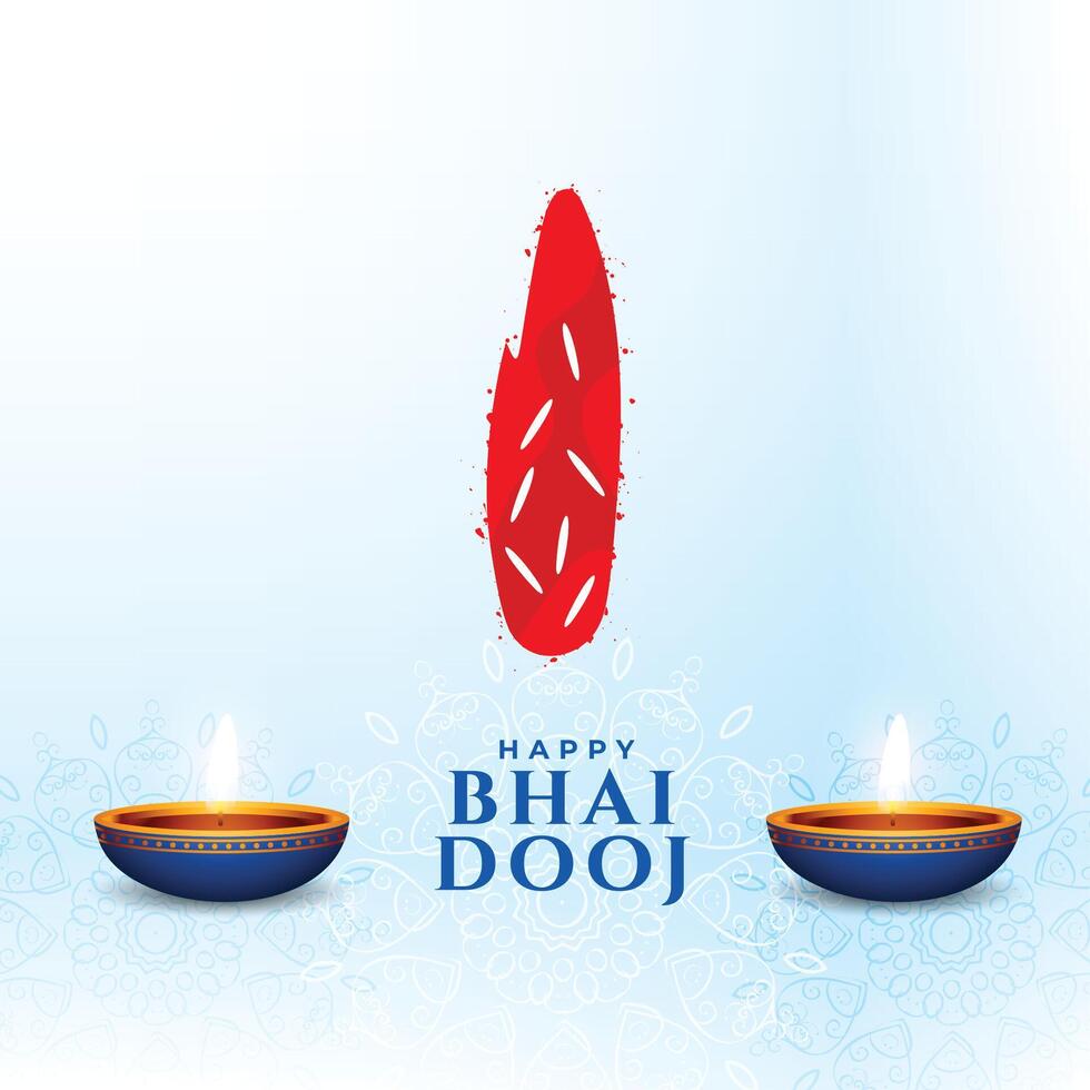 indisch festlich bhai dooj Veranstaltung Hintergrund mit Öl Diya und tilak Design vektor