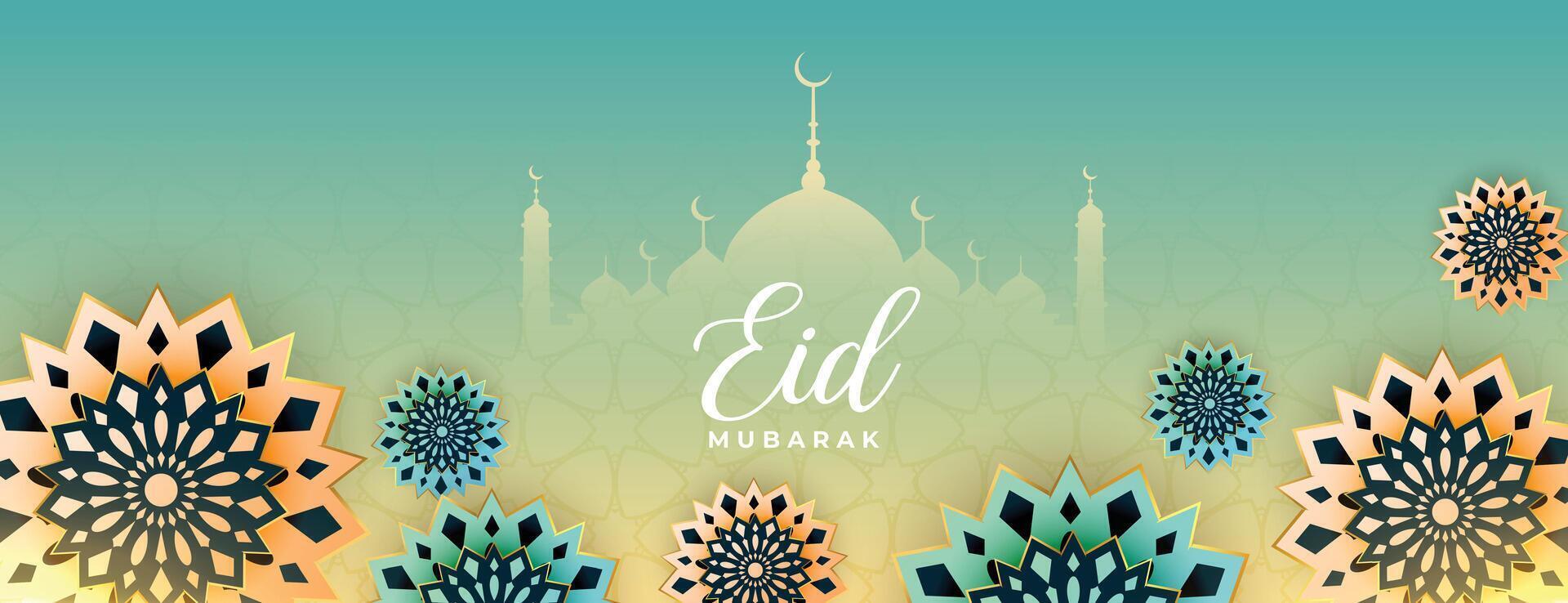 eid Mubarak Festival Banner mit bunt Farben vektor