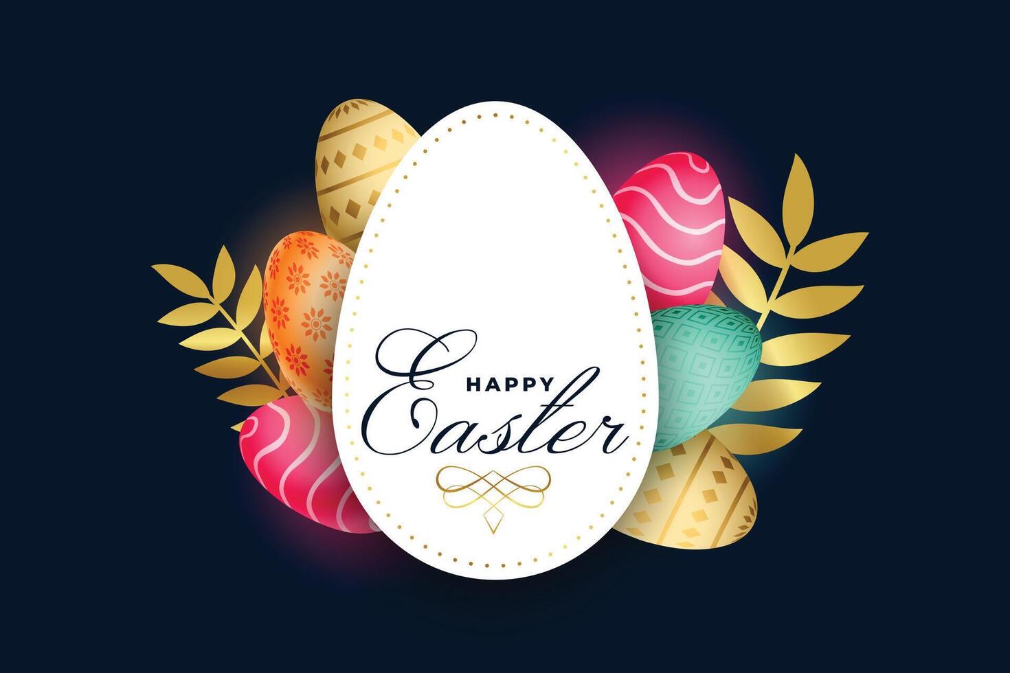 glücklich Ostern Feier Karte mit bunt Eier vektor