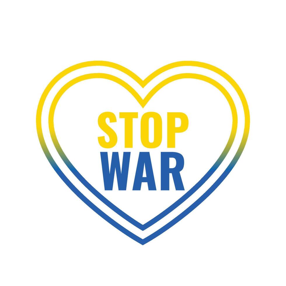 halt Krieg im Ukraine Konzept mit Flagge Farbe Herz vektor