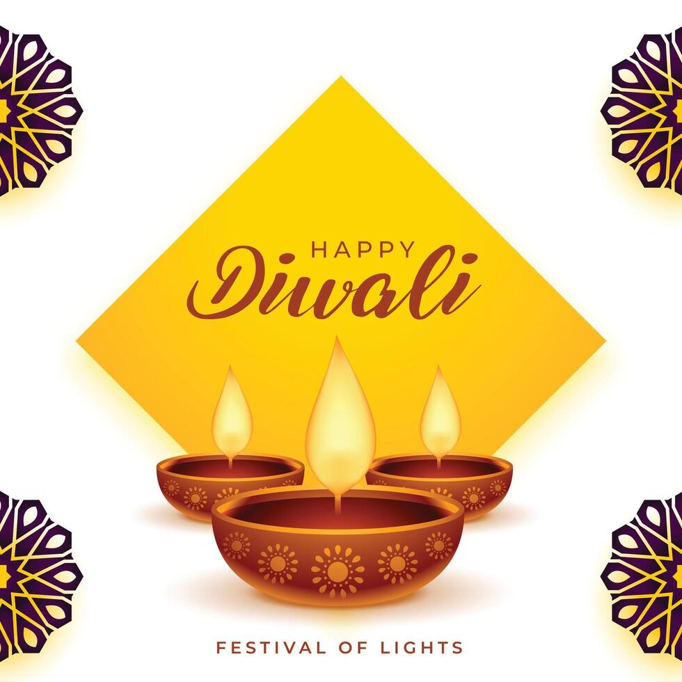 dekorativ Lycklig diwali tillfälle bakgrund med olja lampa vektor