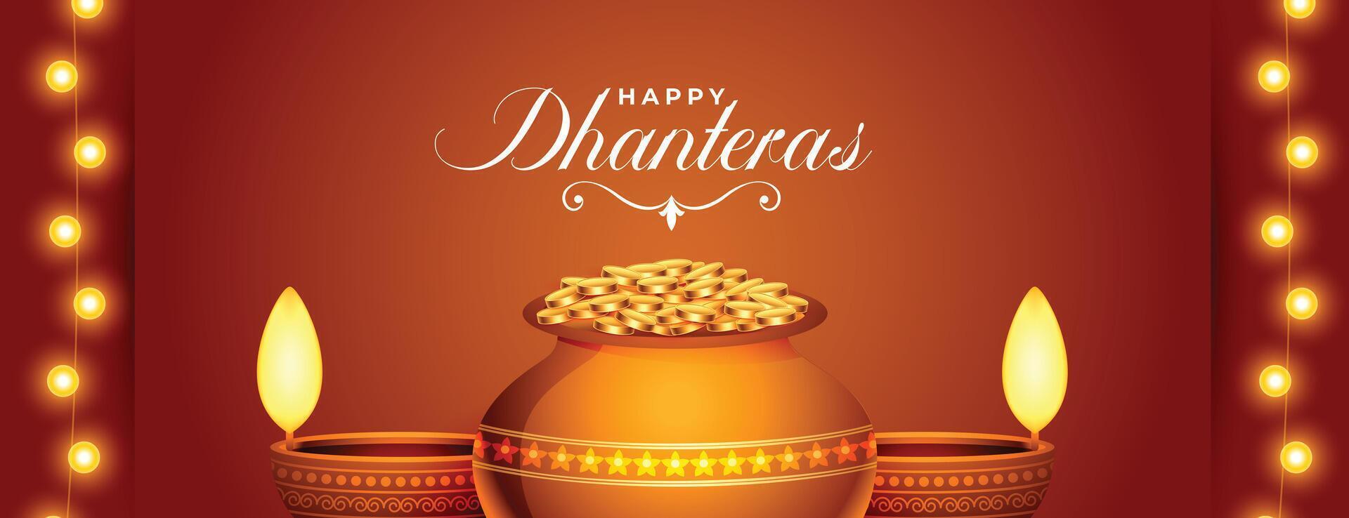 glücklich Dhanteras kulturell Poster zum Segen und der Wohlstand vektor