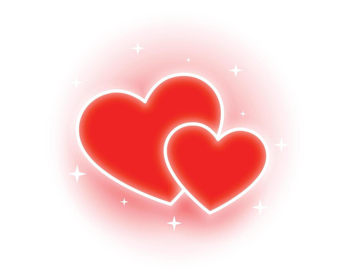 romantisk röd lysande hjärtan valentines dag bakgrund vektor