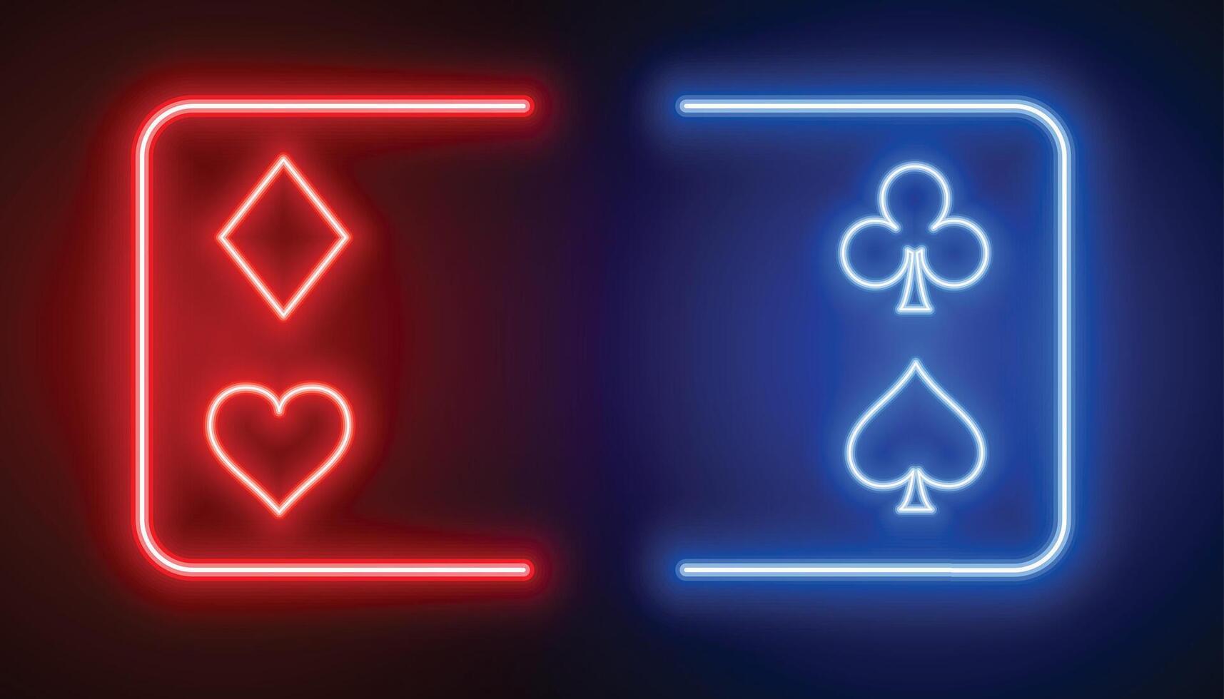 glühend Neon- Kasino As Karte Banner abspielen und Sieg Jackpot vektor