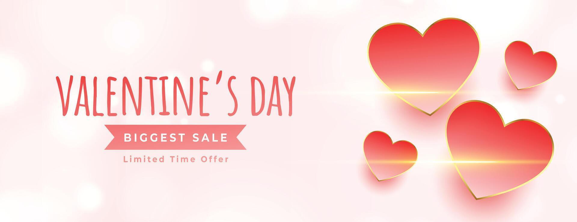 Valentinsgrüße Tag groß Verkauf mit Liebe Herzen und Licht bewirken vektor