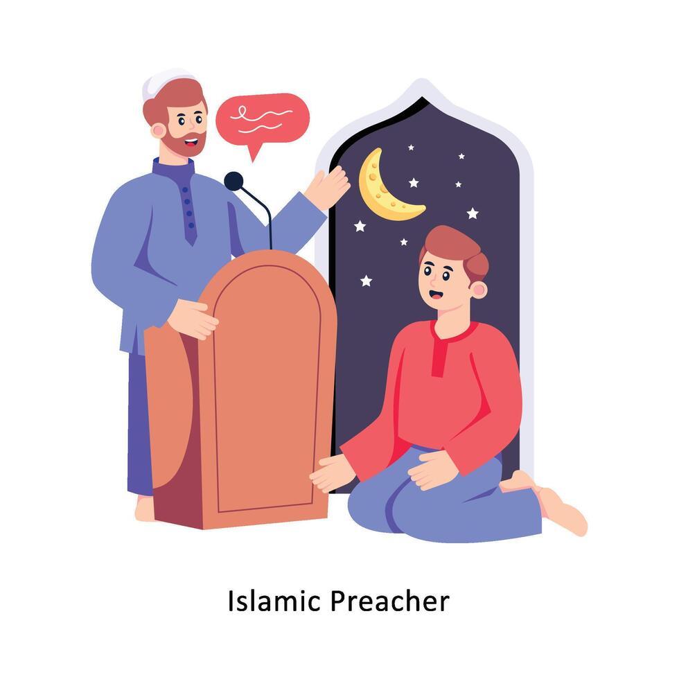 islamic predikant platt stil design vektor illustration. stock illustration