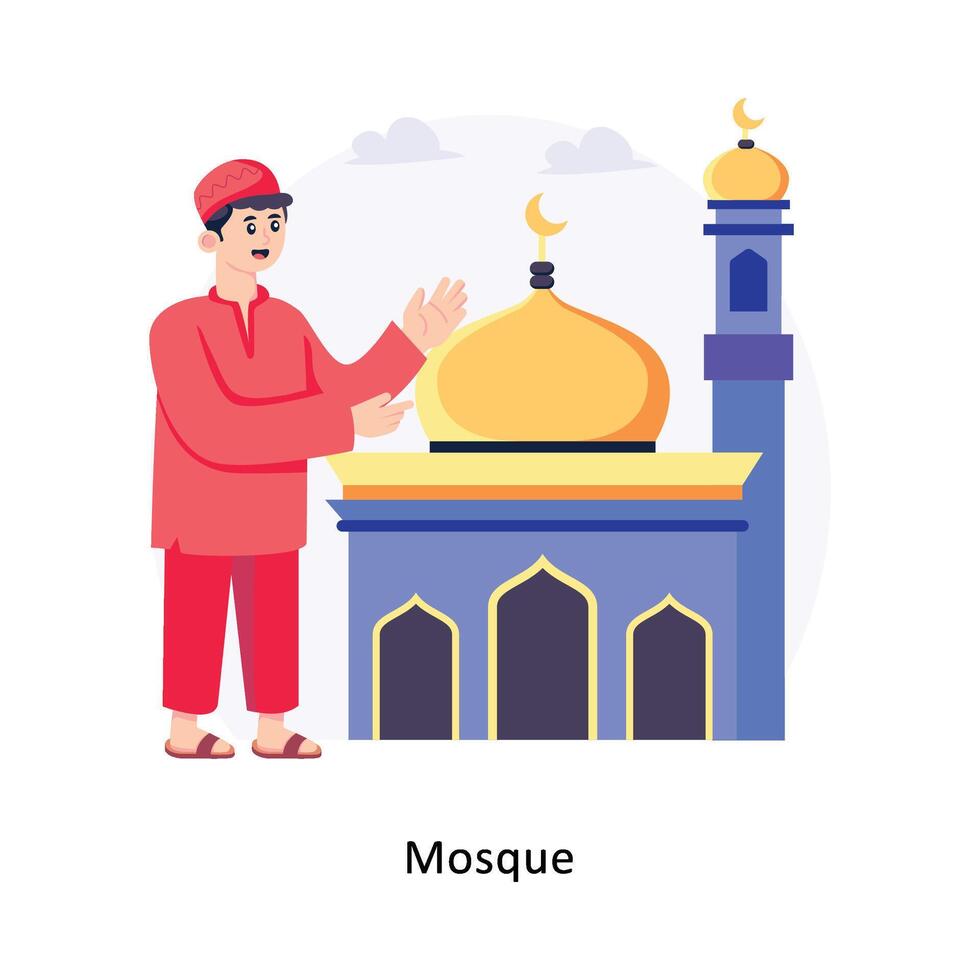 Moschee eben Stil Design Vektor Illustration. Lager Illustration