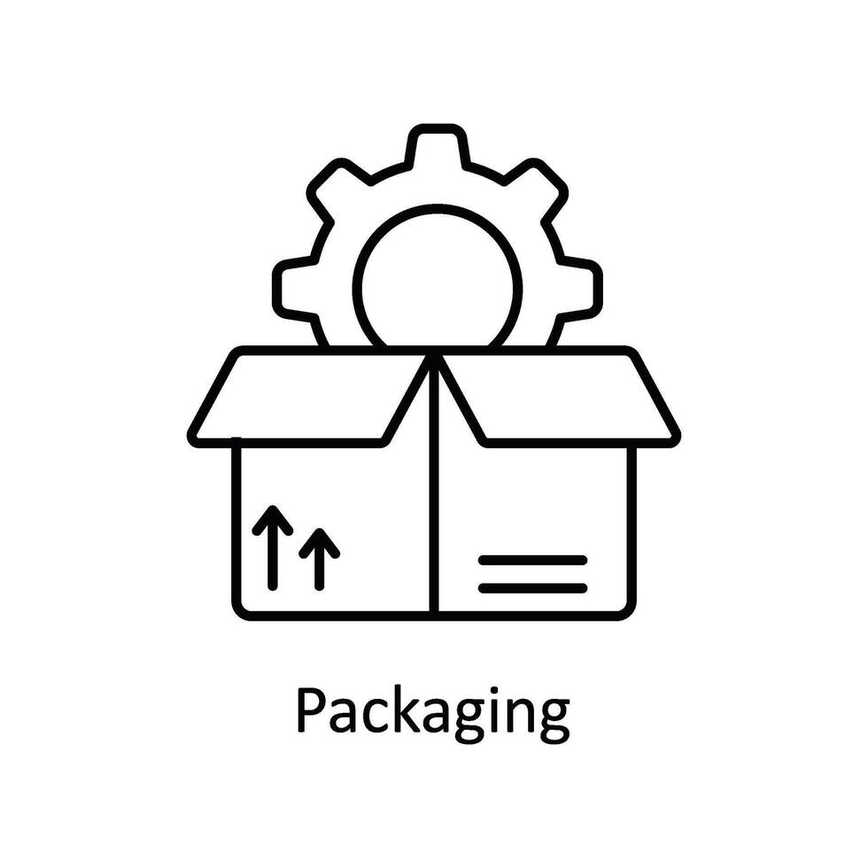 Verpackung Vektor Gliederung Symbol Design Illustration. Herstellung Einheiten Symbol auf Weiß Hintergrund eps 10 Datei
