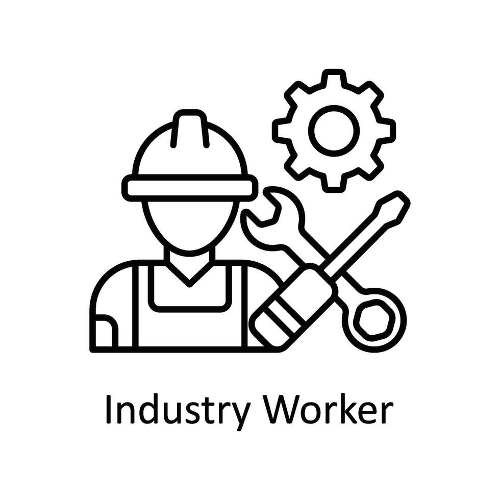 Industrie Arbeiter Vektor Gliederung Symbol Design Illustration. Herstellung Einheiten Symbol auf Weiß Hintergrund eps 10 Datei