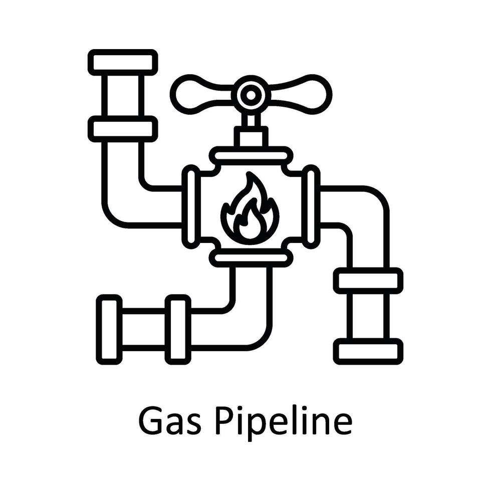 Gas Pipeline Vektor Gliederung Symbol Design Illustration. Herstellung Einheiten Symbol auf Weiß Hintergrund eps 10 Datei