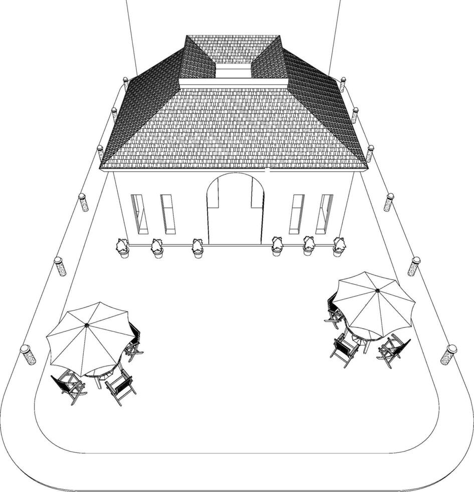 3D-Darstellung des Cafés vektor