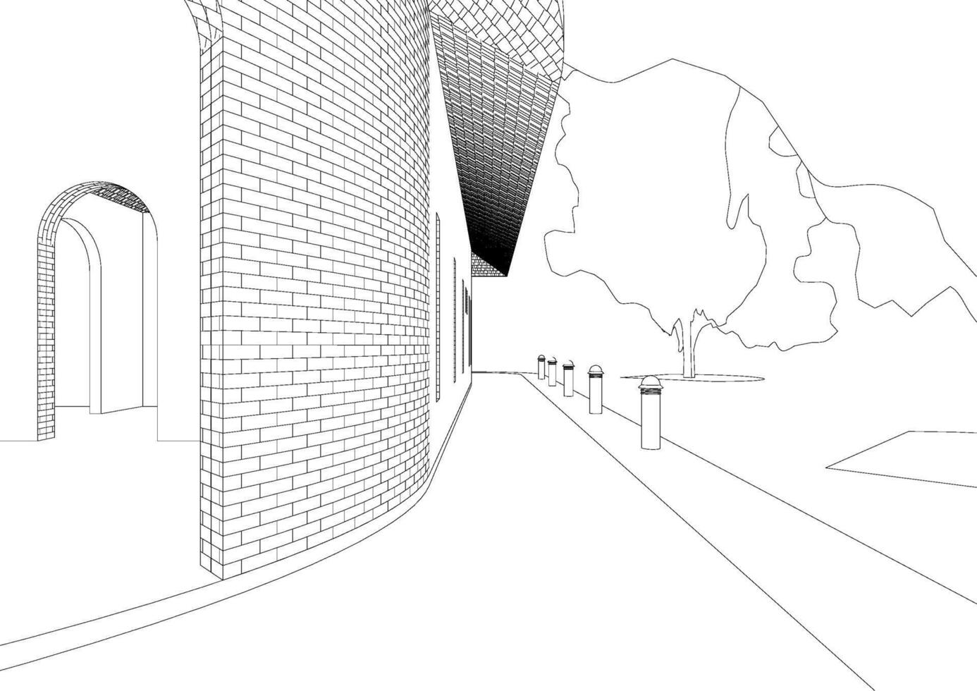 3d Illustration von Landschaft und die Architektur vektor