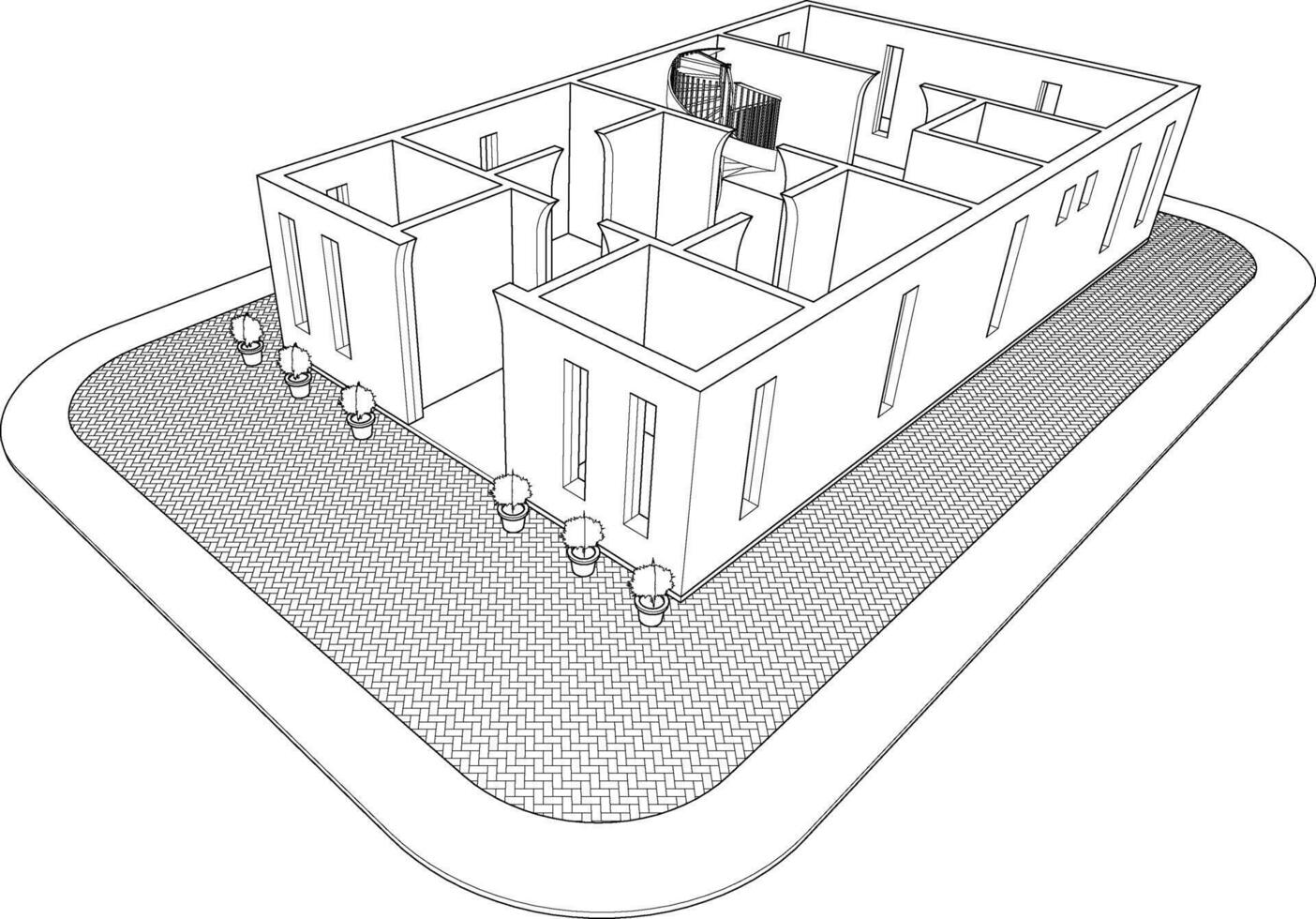 3d illustration av bostads- projekt vektor