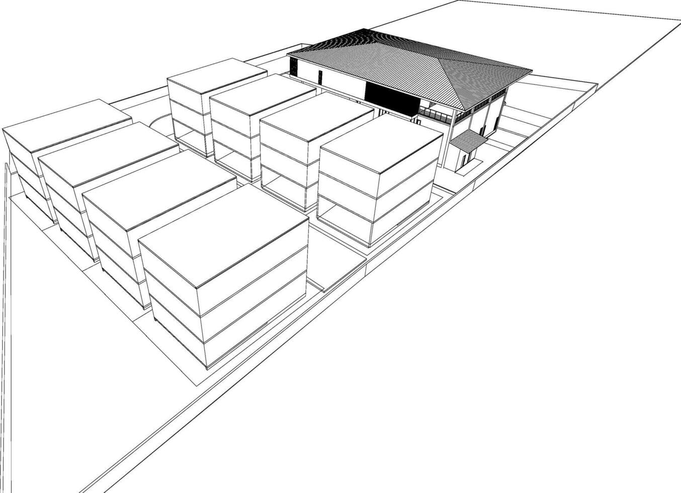 3d illustration av bostads- projekt vektor