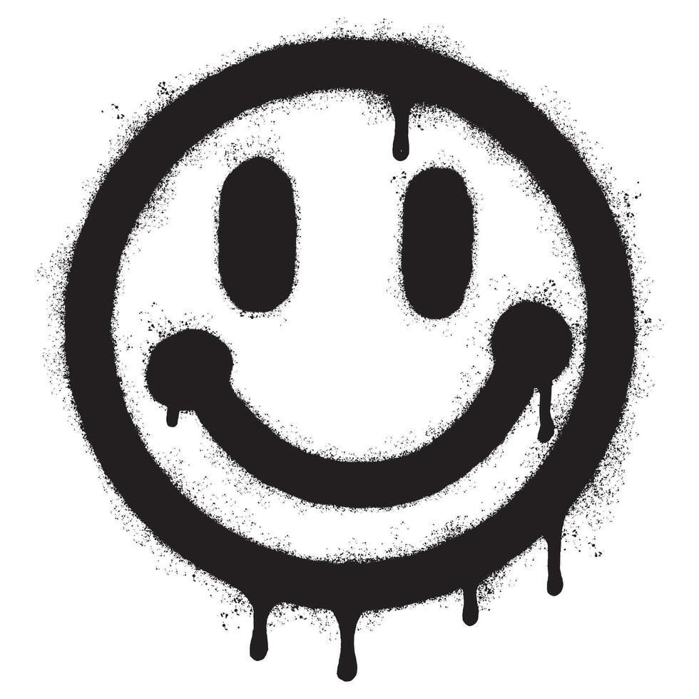 spray målad graffiti leende ansikte uttryckssymbol isolerat på vit bakgrund. vektor