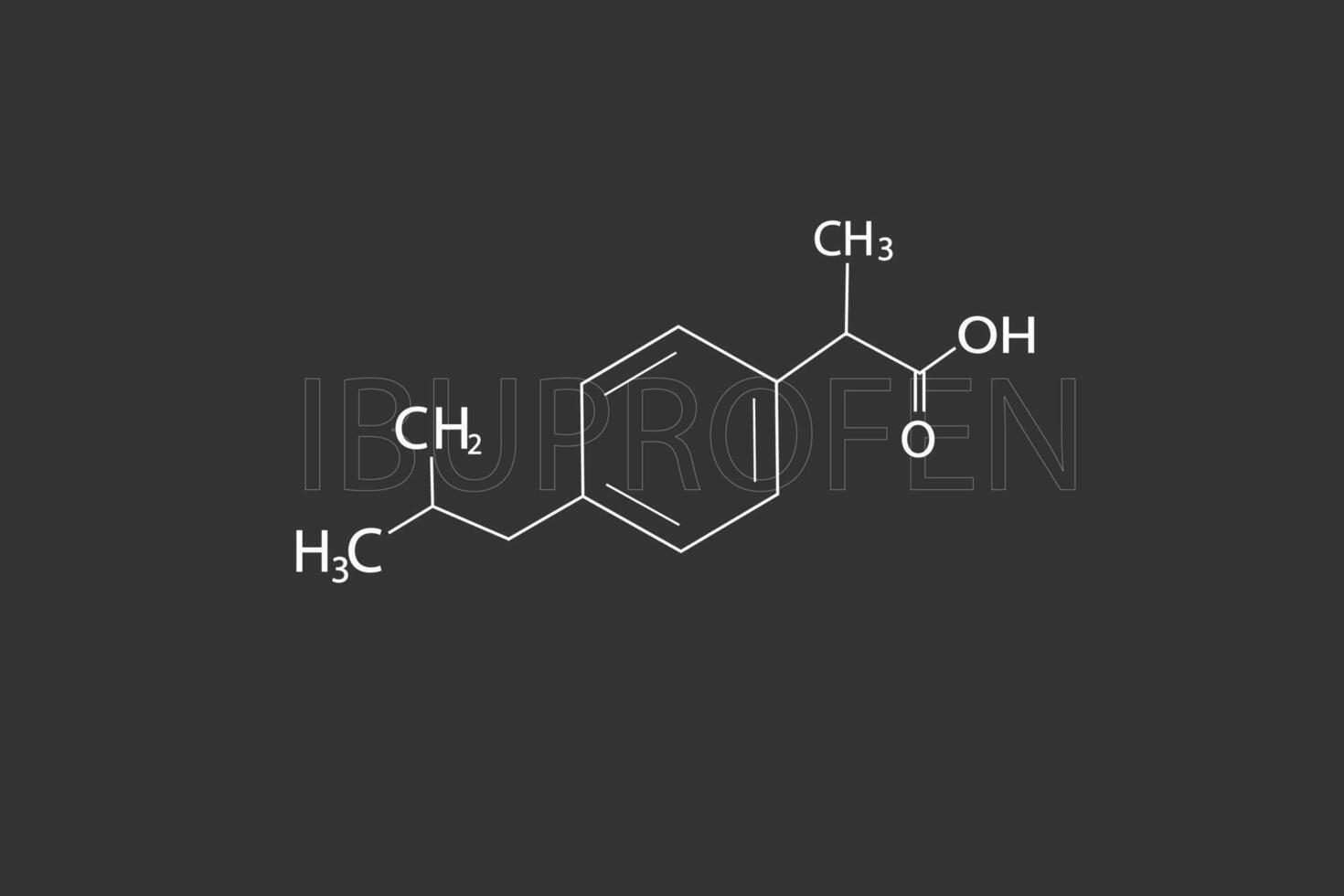ibuprofen molekyl skelett- kemisk formel vektor