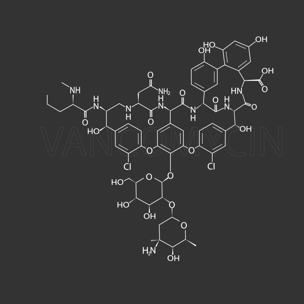 Vancomycin molekular Skelett- chemisch Formel vektor