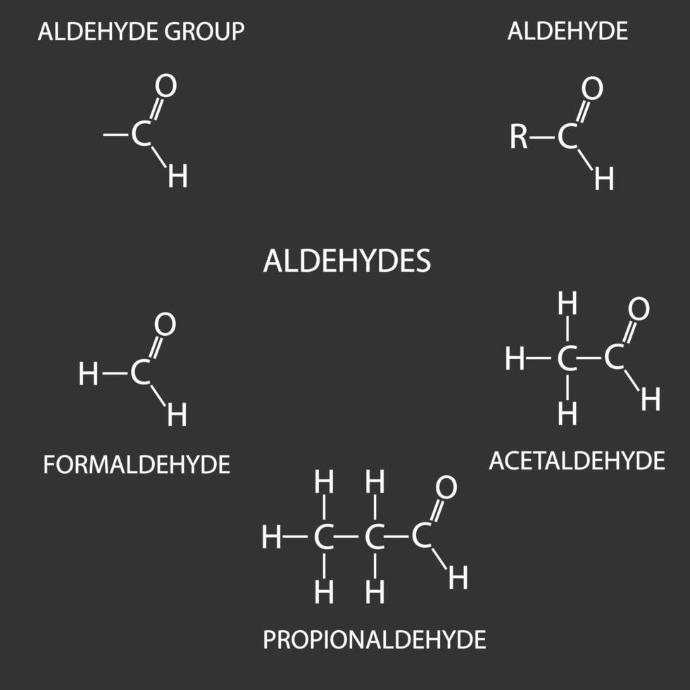 aldehyder molekyl skelett- kemisk formel vektor