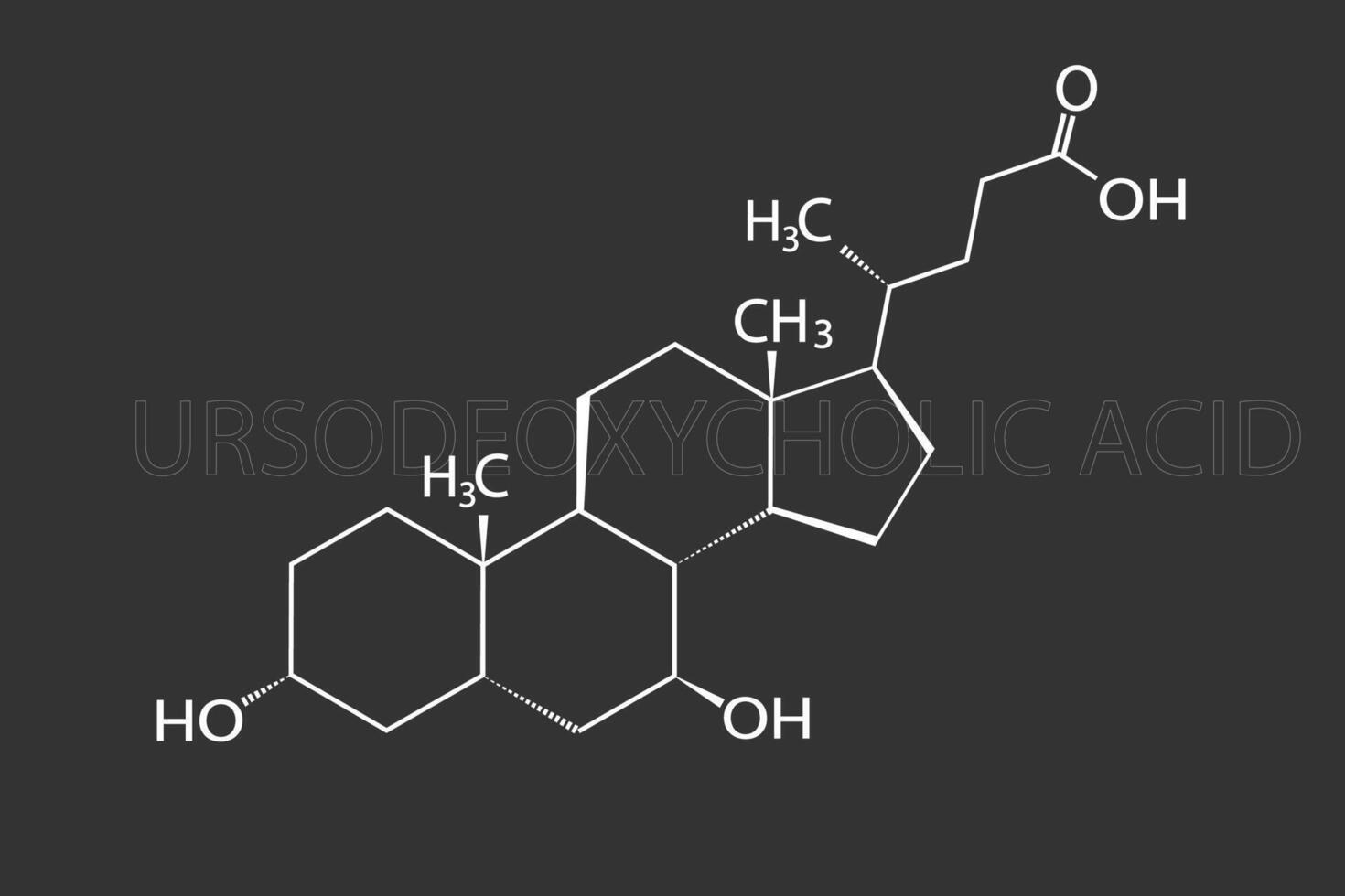ursodeoxycholisk syra molekyl skelett- kemisk formel vektor