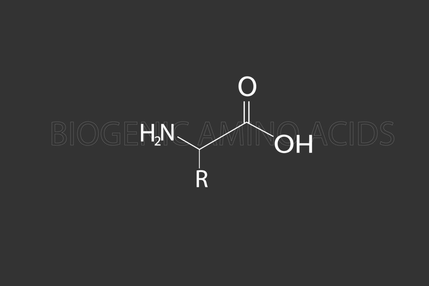 biogen amino syror molekyl skelett- kemisk formel vektor