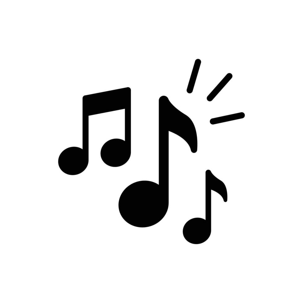 Musik- Anmerkungen Symbol. einfach solide Stil. Musik- Taste, Melodie, klassisch, Harmonie, Notenschlüssel, Ton, Melodie, Lied Konzept. schwarz Silhouette, Glyphe Symbol. Vektor Illustration isoliert.