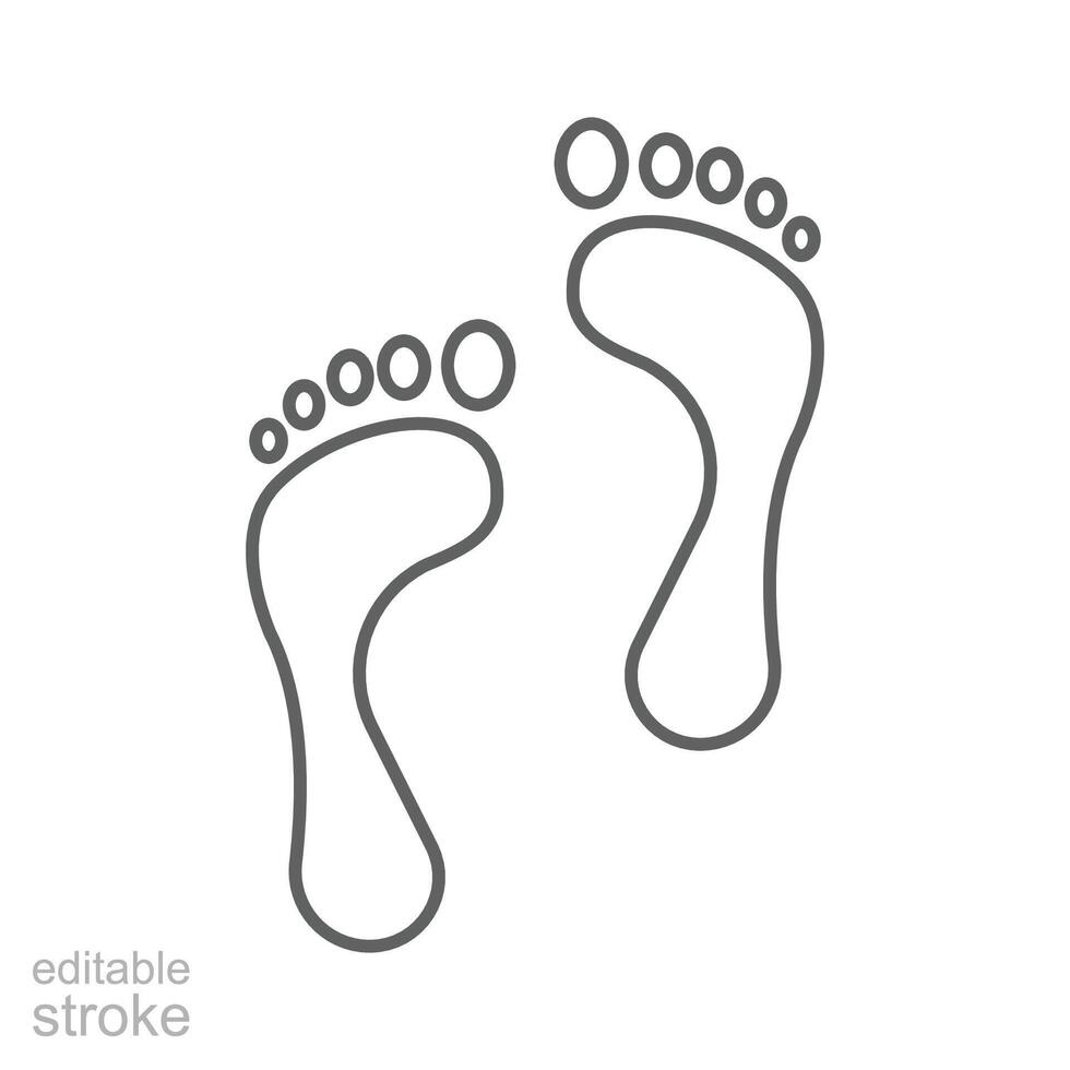 Fuß drucken Symbol. einfach Gliederung Stil. nackt Fuß drucken, Füße, Mensch Schritt, Fußabdruck Konzept. dünn Linie Symbol. Vektor Illustration isoliert. editierbar Schlaganfall.