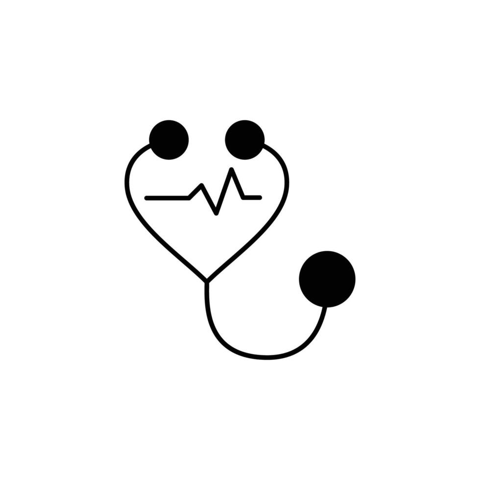 Stethoskop Symbol. einfach solide Stil. Herz, Arzt, Gesundheit, medizinisch, Krankenhaus, Medizin, Wissenschaft, Gesundheitswesen Konzept. schwarz Silhouette, Glyphe Symbol. Vektor Illustration isoliert.