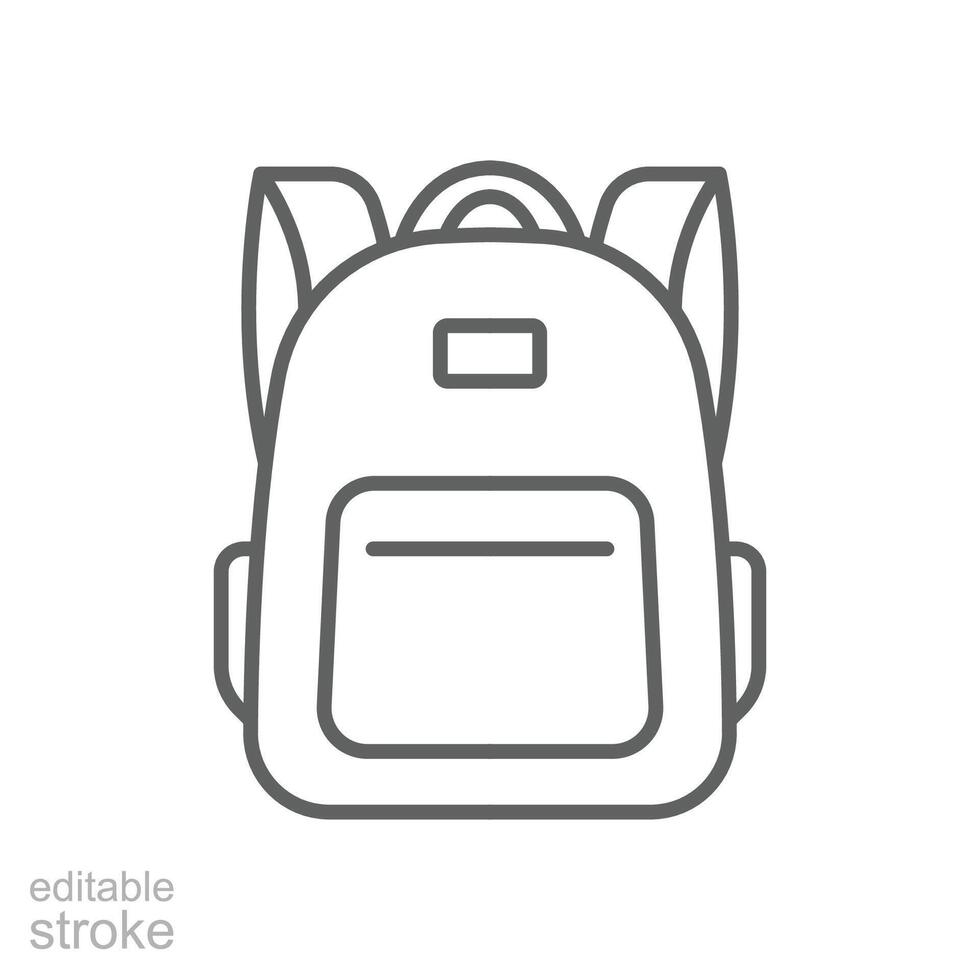 ryggsäck ikon. enkel översikt stil. väska, skola, tillbaka, packa, skolväska, ryggsäck, studerande begrepp. tunn linje symbol. vektor illustration isolerat. redigerbar stroke.