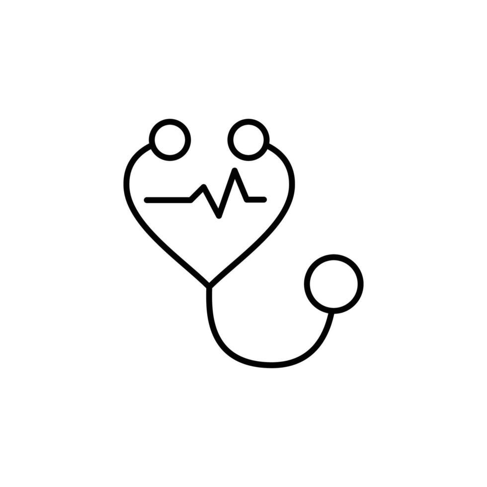 Stethoskop Symbol. einfach Gliederung Stil. Herz, Arzt, Gesundheit, medizinisch, Krankenhaus, Medizin, Wissenschaft, Gesundheitswesen Konzept. dünn Linie Symbol. Vektor Illustration isoliert.